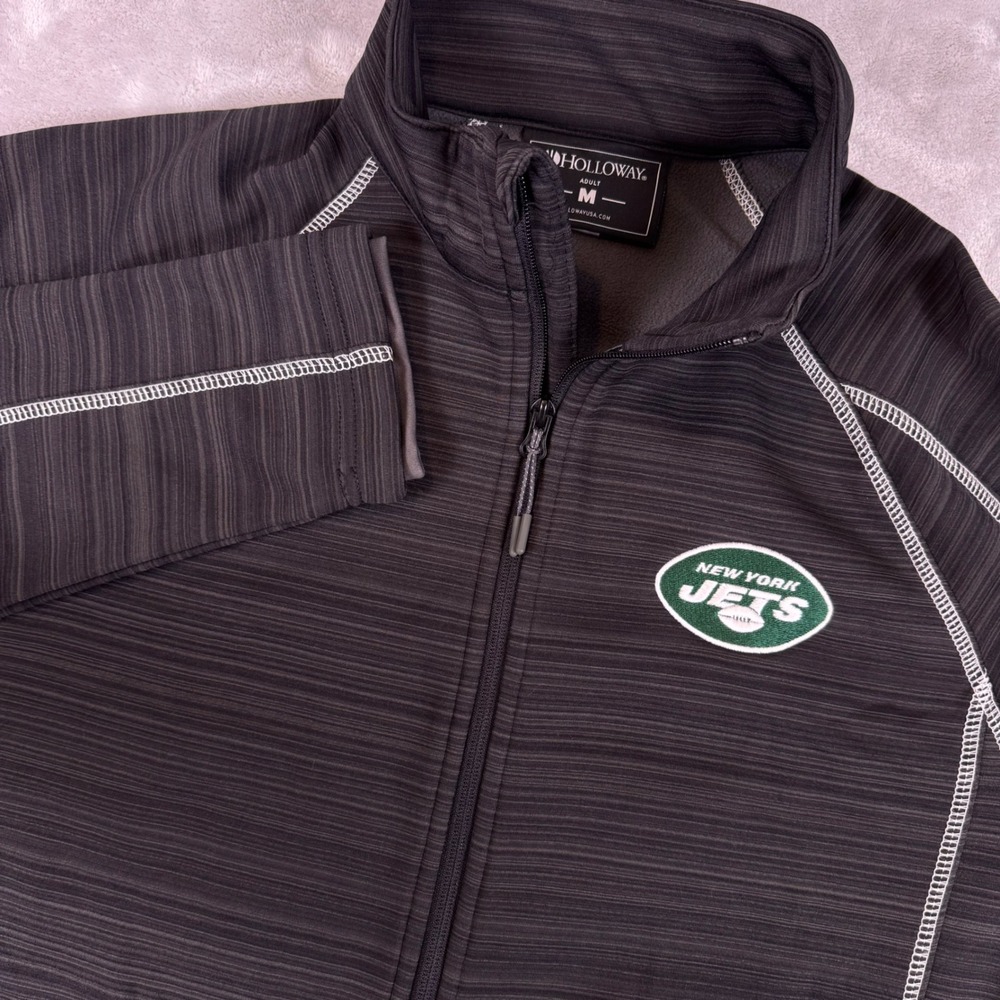 Holloway New York Jets Miller Lite Full Zip Jacket Mens Medium Gray Space Dye